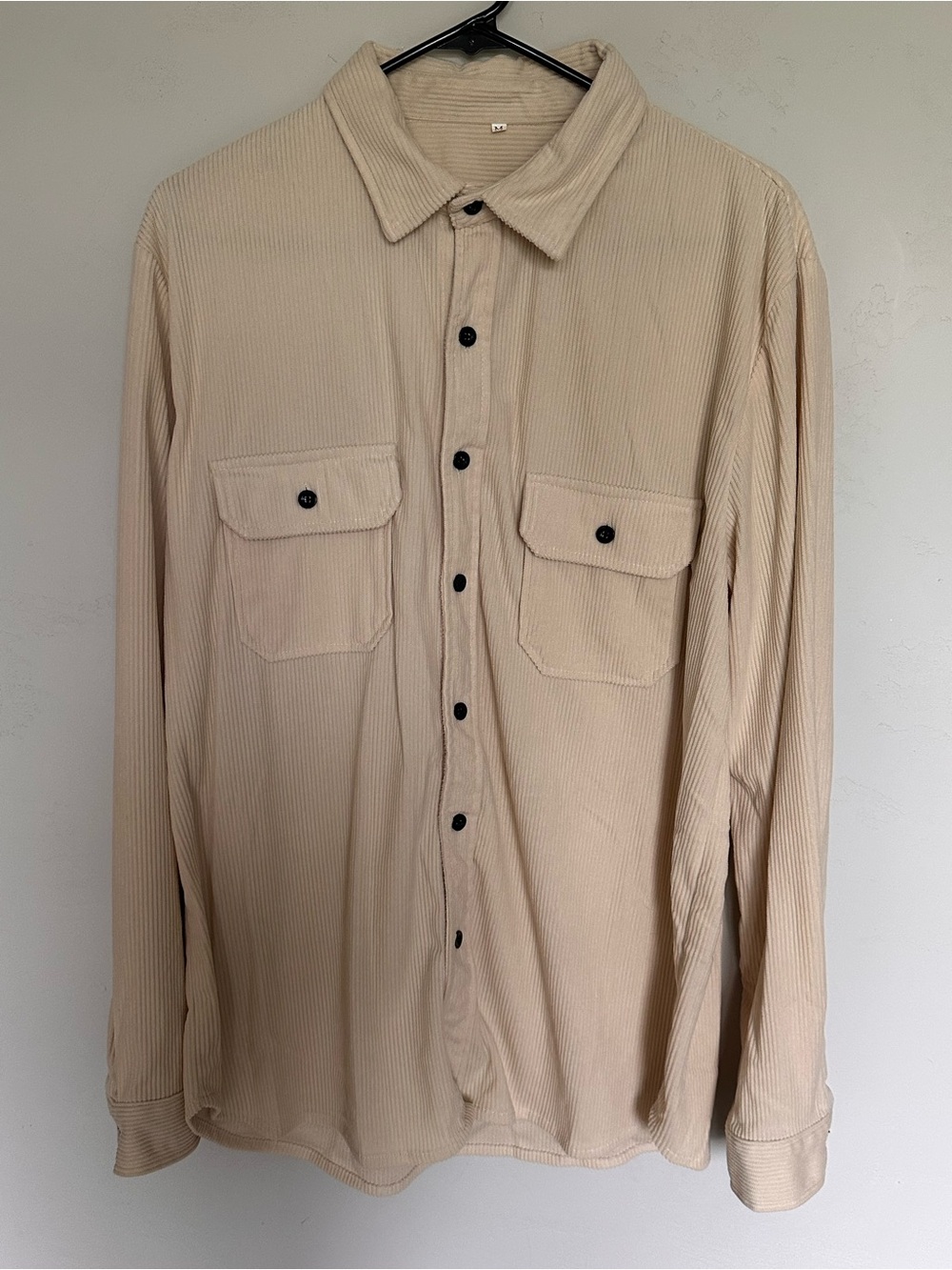 Women’s Beige Corduroy Button-Down Long Sleeve Shirt Jacket Shacket Size Medium